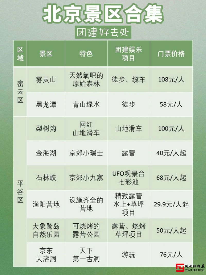 北京6月團建去哪兒好